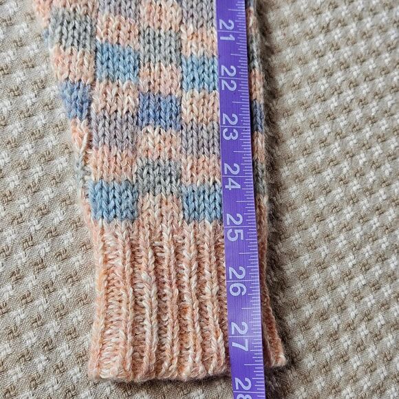 Moffat Woollens Vintage Tight Knit Pastel Checkerboard Wool Pull Over Sweater - Picture 10 of 12